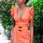 PatBO Belted Ruffle Asymmetrical Midi Dress PLEASE READ Orange Size 6 Photo 14