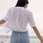 AYR ‎ The Love Spell blouse sz medium flowy white silk cotton shirred Photo 2