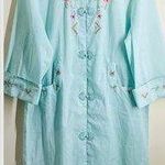 Vintage Chinese Traditional Embroidered House Robe Aqua Blue size M (40) Size M Photo 0