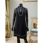 Eliza J  Black Linen Blend Sleeveless Shift Dress White Piping Size 6 Photo 1