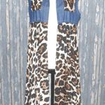 NWT Boutique Denim & Cheetah Print Vest Western Duster Sleeveless Jacket Size S Blue Photo 1