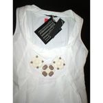 New Womens 4 S NWT Designer Brian Dales White Dress 40 Cotton Stones Tan Italy Photo 1