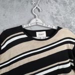 Jenny Sweater Large Black Tan Diagonal Stripe Knit Top Cottagecore Retro Vintage Photo 3