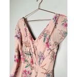 Monique Lhuillier  Pink Floral Crepe Short Sleeve Floral Gwen Gown Size 6 Photo 12