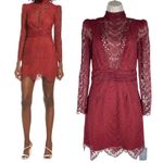 Saylor Celia Puff Shoulder Lace Mini Dress Russet Orange Size XS Photo 12