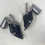 Ouigal Metallic Slingback Heels‎ Black Silver Size 8.5 Photo 0