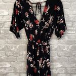 Maurice's Black Floral V Neck Romper Photo 4