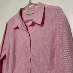 Jones New York Sport XL Pink Striped Long Roll Tab Sleeve Button Up Photo 1