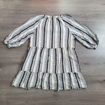 Evereve Black White Tribal Print Tiered V Neck Midi Dress Size L Photo 3