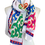 Multicolor Print Sheer Scarf Lightweight Colorful Fun Playful Contemporary White Photo 0