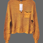 NWT Chunky Mustard Yellow Crew Neck Knit Sweater Sz Small Photo 0