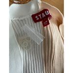 STAUD Women's Shoko Beige Ivory Rib Knit Sweater Dress Size XS NEW NWOT Tan Photo 3