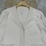 Joie  Button Front Cardigan Sweater Longsleeve V-Neck Soft Fuzzy Cozy in Beige L Photo 2
