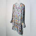 Fresha London Abstract Brush Print Purple Green Black Mini Dress Size L Photo 3