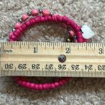 Set of 3 women’s‎ pink beaded charm bracelets OS stretches measurements shown Photo 4