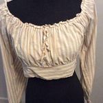Aerie  Medium M Off Shoulder Striped Crop Top Smocked Back Photo 0