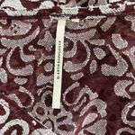 Anthropologie By  Jacquard Peasant Blouse Medium Wine Burgundy Cropped Photo 4