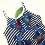 Farm Rio  Striped Mini Dress Embroidered Birds Toucan Linen Cover Up XS Photo 1