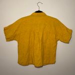 Eileen Fisher Mustard Yellow 100% Linen Short Sleeve Button Down Shirt Women XS Photo 7