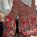 Melissa Paige Boho Peasant Tunic Top Red Paisley Print Long Sleeve Size M Photo 5
