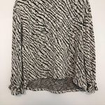 Sharagano Zebra Print Hacci Blouse Cream Off White Black Animal Long Sleeve Top Photo 4
