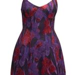 Liv Foster Designer Floral Jacquard Fit & Flare Corset Mini Dress Purple Sz 6 US Photo 2