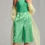 Hutch Anthropologie Green Motif Pleated Utility Shorts Women’s Size XS NWT Photo 0