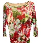 Kay Unger  polyester boat neck half sleeve colorful ruched sides midi dress XL #7 Photo 1