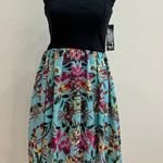 Sequin Hearts High-Low Blue Floral Strapless Dress Photo 0