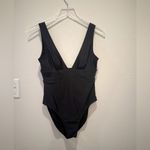 Quince Italian Plunge One Piece Swimsuit in Black size Medium Photo 3