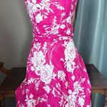 dressbarn Pink and White Floral Midi Dress Size 12 Photo 0