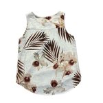 Larry Levine cream brown floral Linen Blend sleeveless blouse sz small Photo 1