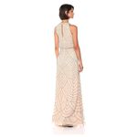 Adrianna Papell NWT Halter Art Deco Beaded Blouson Gown Nude Geometric 16 Photo 1