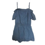 Blush Blue Eyelet Off Shoulder Mini Dress Boho Summer Large Photo 1