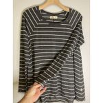Hollister Top L Gray White Striped Long Sleeve Crewneck Pullover Preppy Peasant Photo 1