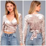 Lulus LULU’S Wrap It Up Taupe Velvet Long Sleeve Wrap Top Photo 1