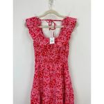 J.Crew Printed Ruffle Midi Dress Floral Pink Cotton A Line Cottagecore US 0 NWT Photo 3