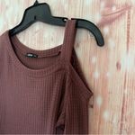 SheIn  Dusty Rose Pink Waffle Knit Asymmetrical Neck Side Slit Top Photo 4