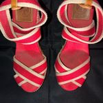 Tory Burch Adonis Red & Tan Wedge Platform Espadrilles Open Toe Size 7 Photo 2