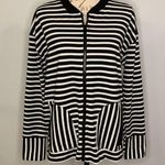 Jones New York  jersey knit striped zip front jacket L Photo 0