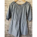 Mud Pie  Blue Stripe Short Romper Off Shoulder‎ Womens S Summer Beach Casual Cute Photo 2