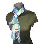 Oscar de la Renta Vintage Colorful Printed Silk Oblong Scarf Photo 1