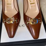 Gucci  Brown Leather Heels with GG Horsebit Accents Photo 3