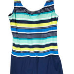 Clean Water XL Swimsuit Dress Blue Striped One Piece Skirted Briefs Bra 678 Photo 0