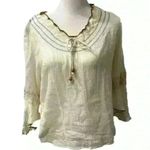 ASO Monica Geller Friends Vintage Cleo Rare Peasant Blouse White Size M Photo 0