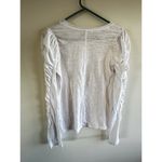 We The Free  Women Small‎ T-Shirt White Ruffled Long Sleeve Knit Crew Neck Cotton Photo 4