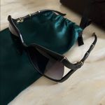 Gucci Square Bamboo Black Horn Sunglasses w/Case Italy Authentic Photo 11