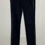 True Religion NWOT  26x35 Disco Julie Low Rise Bling Tuxedo Stripe Skinny Jeans Photo 0