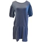 Caslon  Women's Blue Drop Waist French Terry Sweatshirt Short Sleeve Dress XS NWT Photo 1