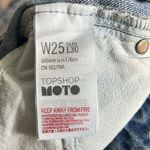 Topshop Medium Wash Raw Hem Denim Shorts Photo 2